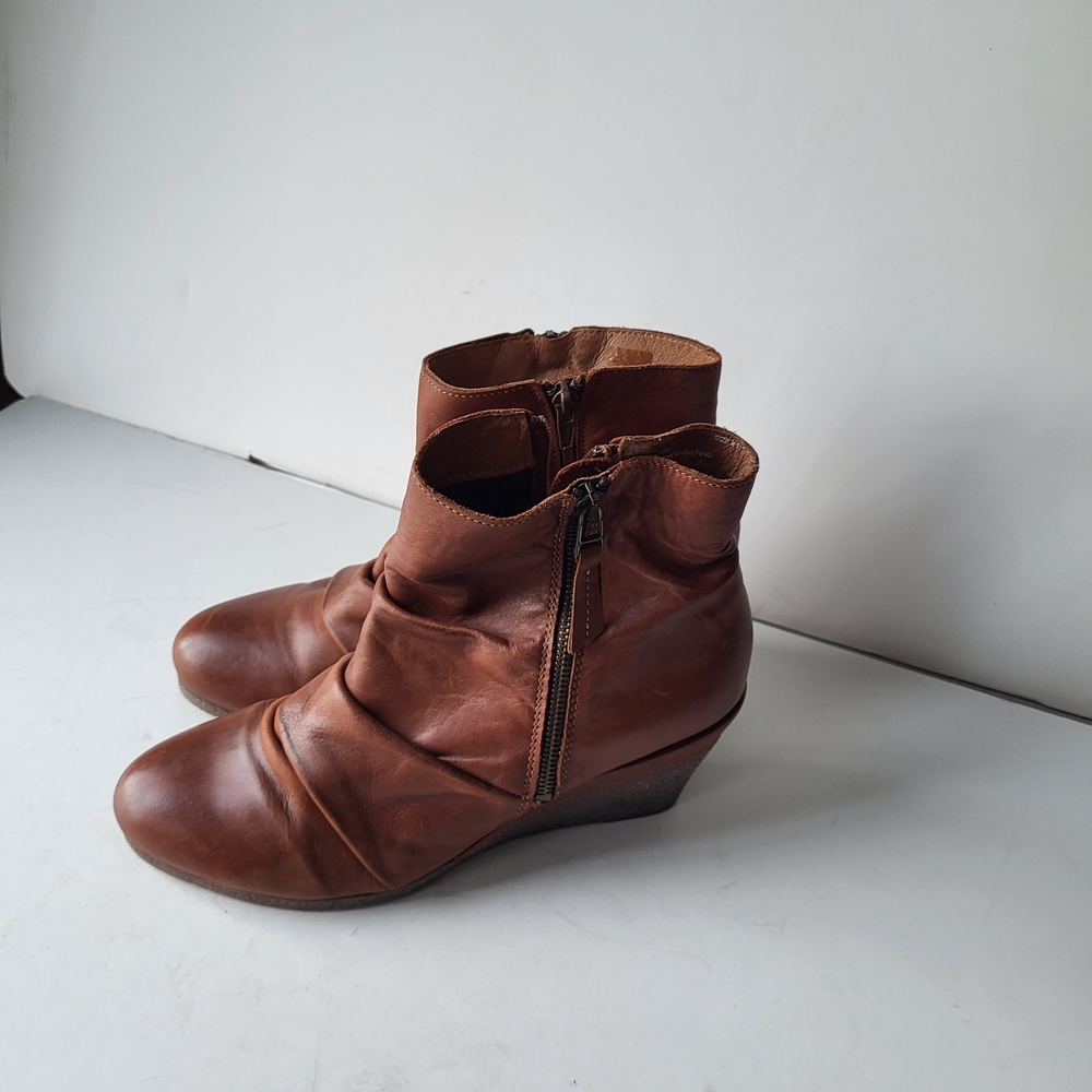 Miz Mooz Chestnut Leather Ankle Booties